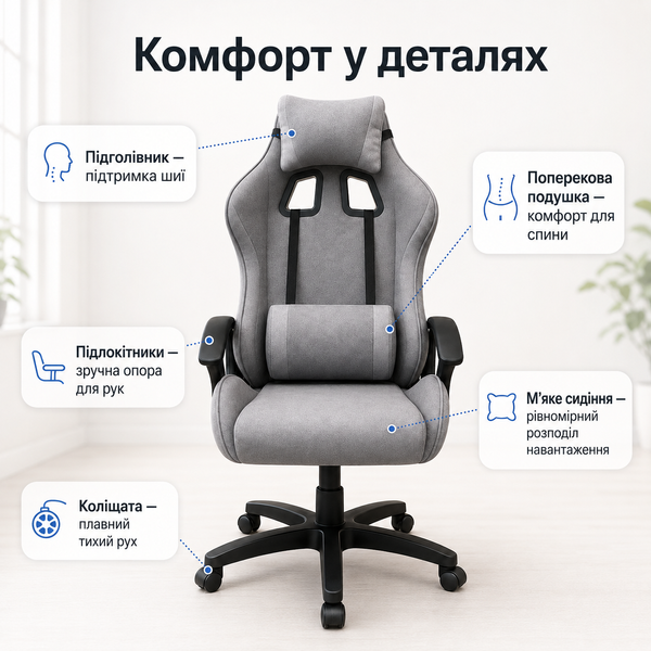 Ігрове крісло PM 200 Сірий PM 200 Сірий фото