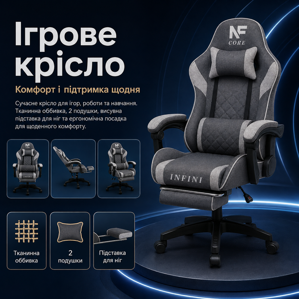 Ігрове крісло TR 180 Сірий TR 180 Сірий фото