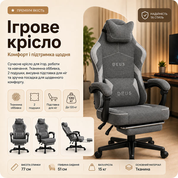 Ігрове крісло TR 190 Темно-сірий TR 190 Темно-сірий фото