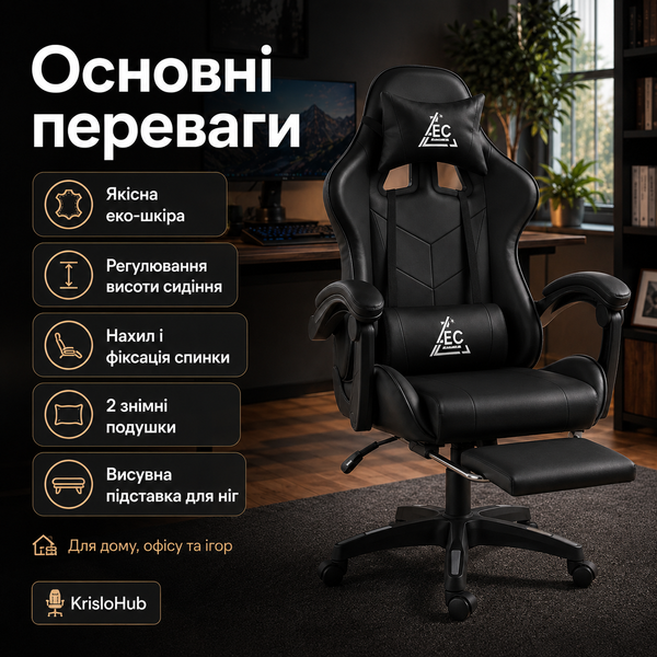 Ігрове крісло з масажем KI 920 Чорний  KI 920 Чорний фото