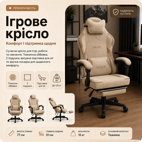 Ігрове крісло TR 190 Бежевий TR 190 Бежевий фото