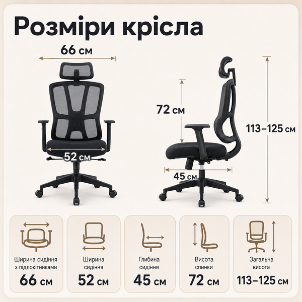 Ергономічне крісло KL 100 Чорний KL 100 Чорний фото